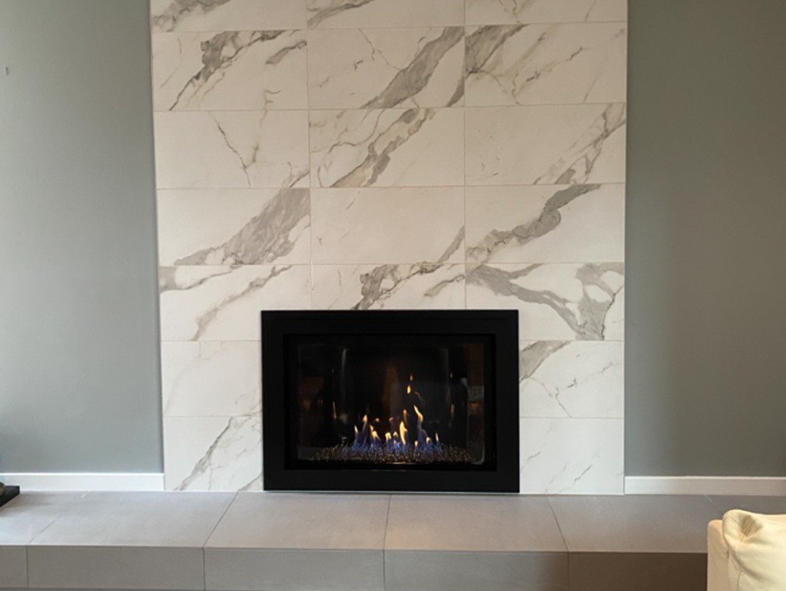 gas fireplace insert with marble surround