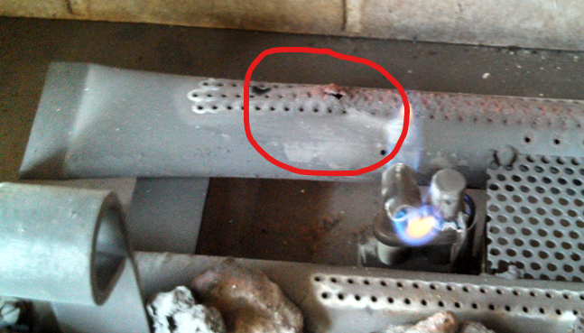 gas fireplace burner rupture